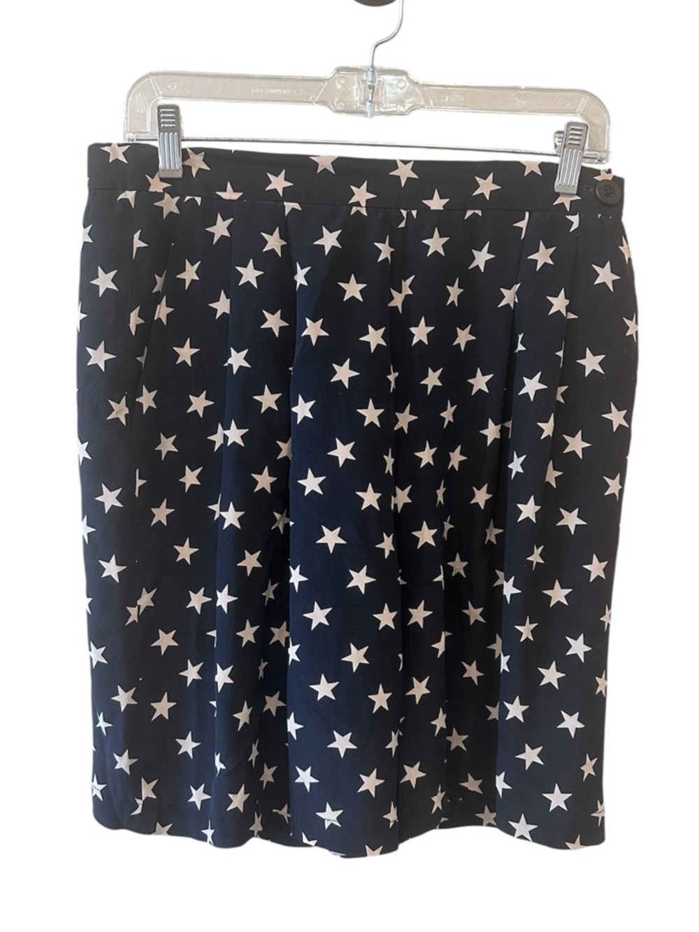 Vintage Canvasbacks Silk Star Print Pleated Bermuda Shorts Black Medium